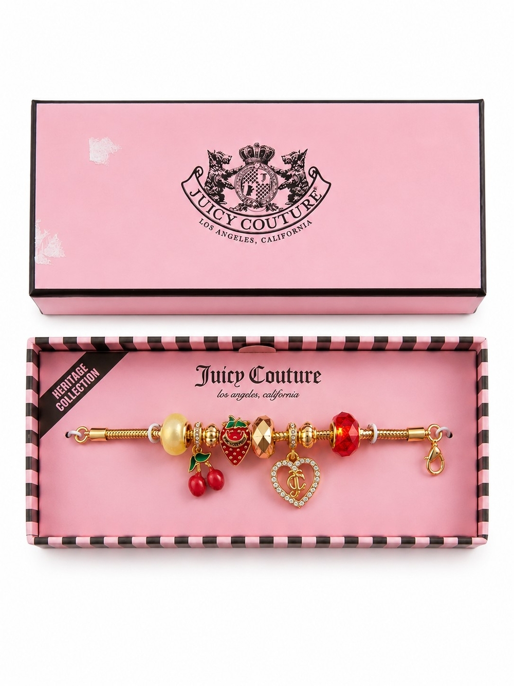 NEW Juicy Couture Cherry Strawberry Charm Bracelet W Box